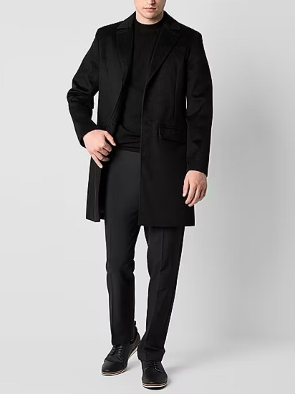 J. Ferrar Mens Black Water Resistant Midweight Trench Coat size medium